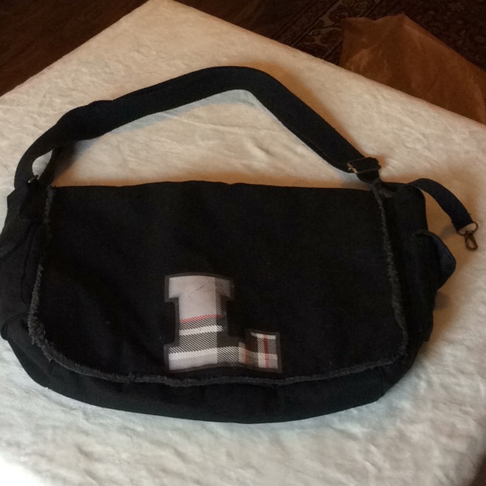 Canvas Messenger Bag with L Plaid Monogram